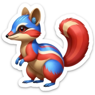 Shiny Colorful Red and Blue exotic Numbat-Quilava-fusion (full body) sticker