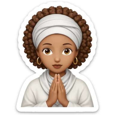 Curly hair Black women praying sticker