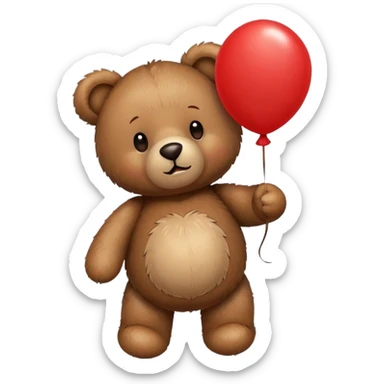 a teddy bear holding a balloon sticker