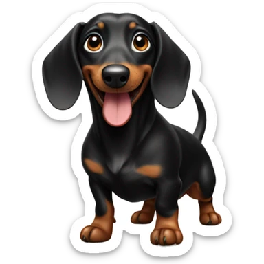 Happy black dachshund dog sticker