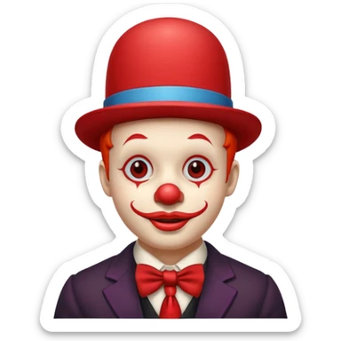 Clown in bowler hat & tie sticker