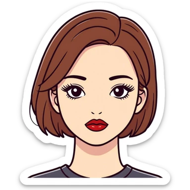 A brunette girl with lipstick and lashes  sticker