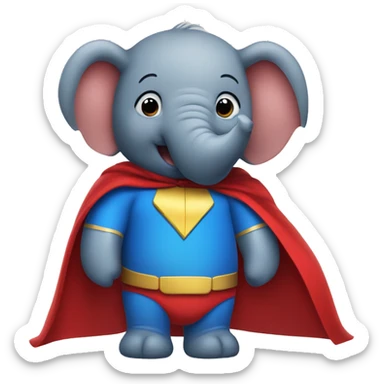 Elephant super-hero blue and red with a cape sticker