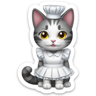 Cat in a maid dress sticker