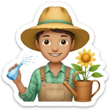 gardener holding watering pot sticker