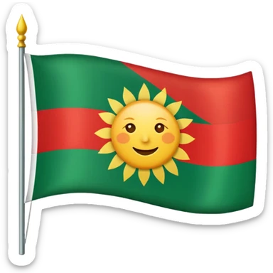 3 şeritli bir bayrak en üst şeriti kırmızı ortadaki şerit beyaz en alttaki şerit yeşil olcak şekilde ama ortadaki beyaz alanın ortasına güneş çiz sticker