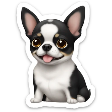 Black and mostly white chubby chiahuahua sticker
