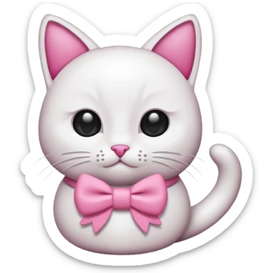 Un chat avec un noeud rose sticker
