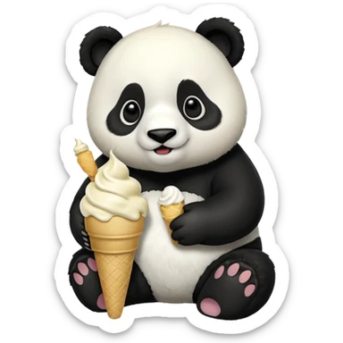 Panda eating ice cream sticker