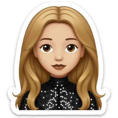 Head from Korn with long light brown hair, light skin, black sequin outfit sticker