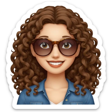 Girl with long curly hair, sunglasses sticker