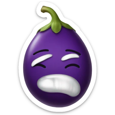 Eggplant emoji with sweat tears coming out  sticker