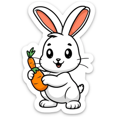 bugs bunny cartoon rabbit with carrot sticker