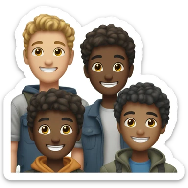group of boys outdoors smiling sticker