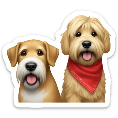 Donald trump and wheaten terrier wearing a red bandana sticker