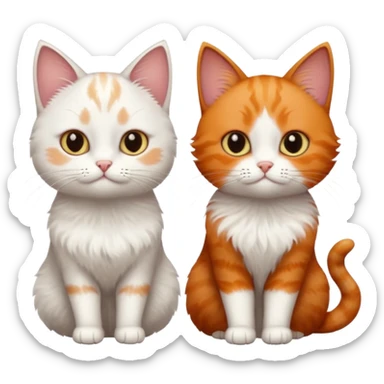 white cat and a black smaller cat and ginger short hair  sticker