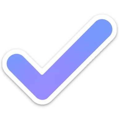 checkmark icon, blue and purple gradient sticker