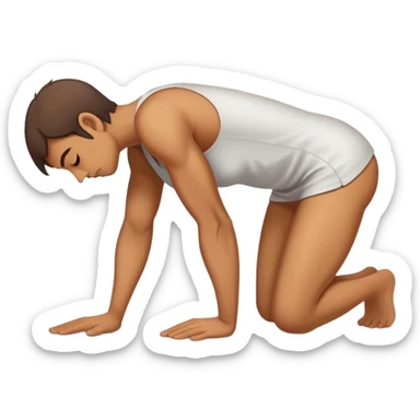 A person is bent over drawing. sticker