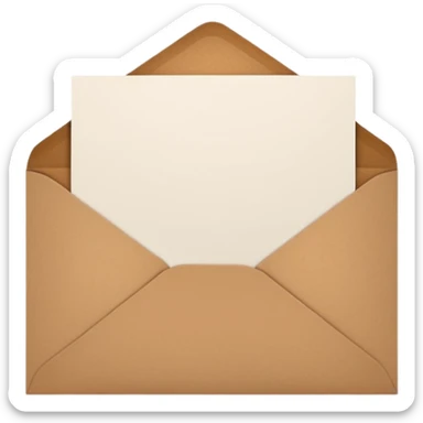 blank greeting card open with brown envelope next to it sticker