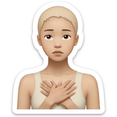 A person stands still, hand on their chest, hesitating between a floating “ “No.” Their face shows discomfort, but they don’t rush to choose. Nearby, someone looks disappointed but calm. The scene captures **pausing, tolerating discomfort, and making space for others' feelings.**  sticker