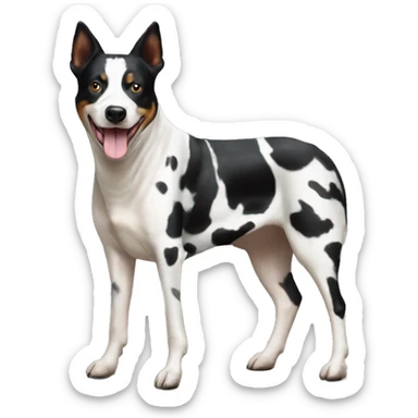 Black and white spotted Australian cattle dog with cows sticker