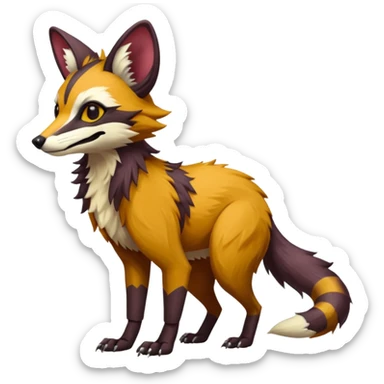 Genet-Wolverine-Marsupial-Maned-Wolf-Possum-Vernid-Sergal-Fakémon-hybrid, by LiLaiRa-griffsnuff, full body sticker