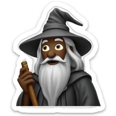 black gandalf smoking cigar and holding staff sticker