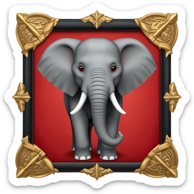 A square picture frame Game Of Thrones Intro style with a Elephant representing the Republican Party in the center of the picture, color red sticker