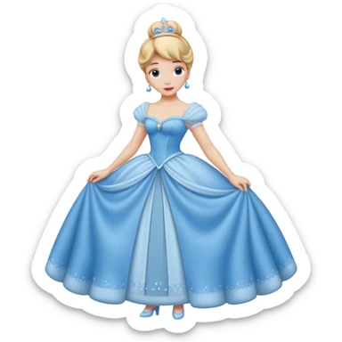 Princesa cinderella Disney com vestido grande e cheio com um coque e corpo inteiro sticker