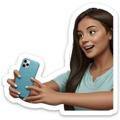 smiling girl with smartphone sticker