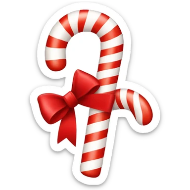 Candy cane with a red bow around it sticker