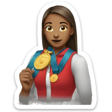 student girl with medals sticker