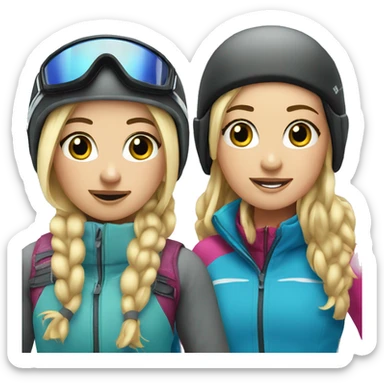 blonde and brunette skiing girls sticker