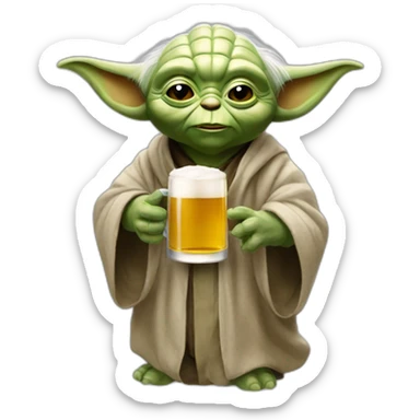 Yoda buvant une bière  sticker