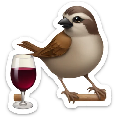 sparrow with wine sticker