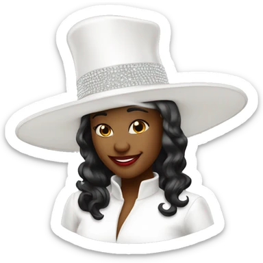 Big white church hat with rhinestones and big brim  sticker