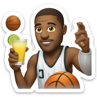 Young man coaching basketball drinking a margarita  sticker