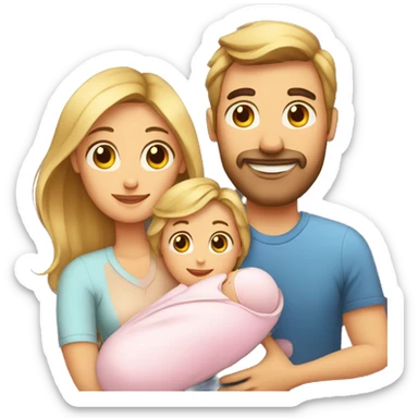 mom dad and newborn sticker