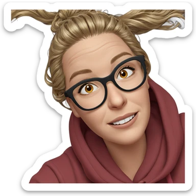 smiling girl in hoodie portrait sticker