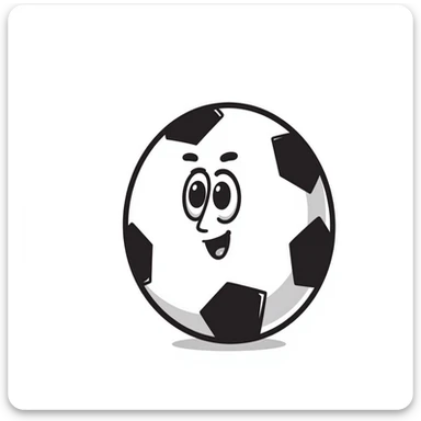A hand-drawn football/soccer ball with an adorable face and expression sticker