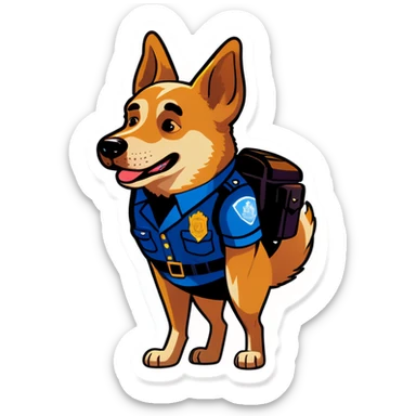 Police dog pooping  sticker
