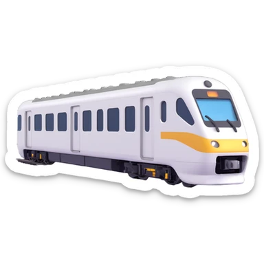 modern passenger train, white color, microsoft fluent emoji style sticker