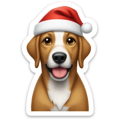Dog wearing a Santa Claus hat sticker