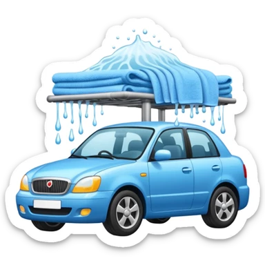 car wash with staff wiping car sticker