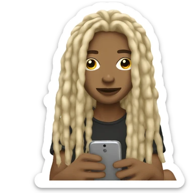 im in bed on my phone lightskin blond dreads sticker