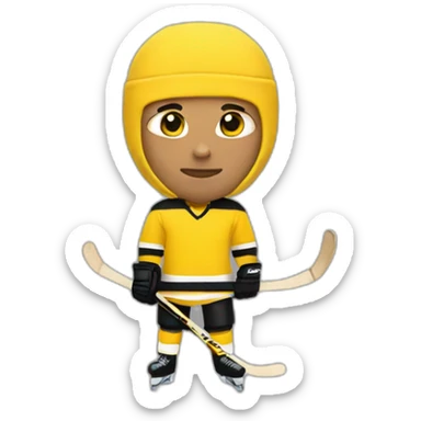 Guy wearing a yellow balaclava and a yellow and black hockey jersey sticker