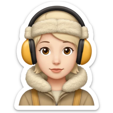 me wearing beige ear muffs sticker