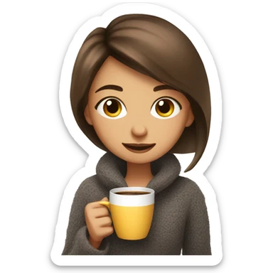 Girl drink coffee and cozy mood sticker