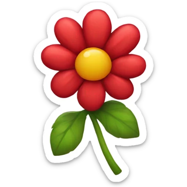 Red flower with bow sticker