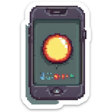 iPhone pixel art style with a notification badge sticker